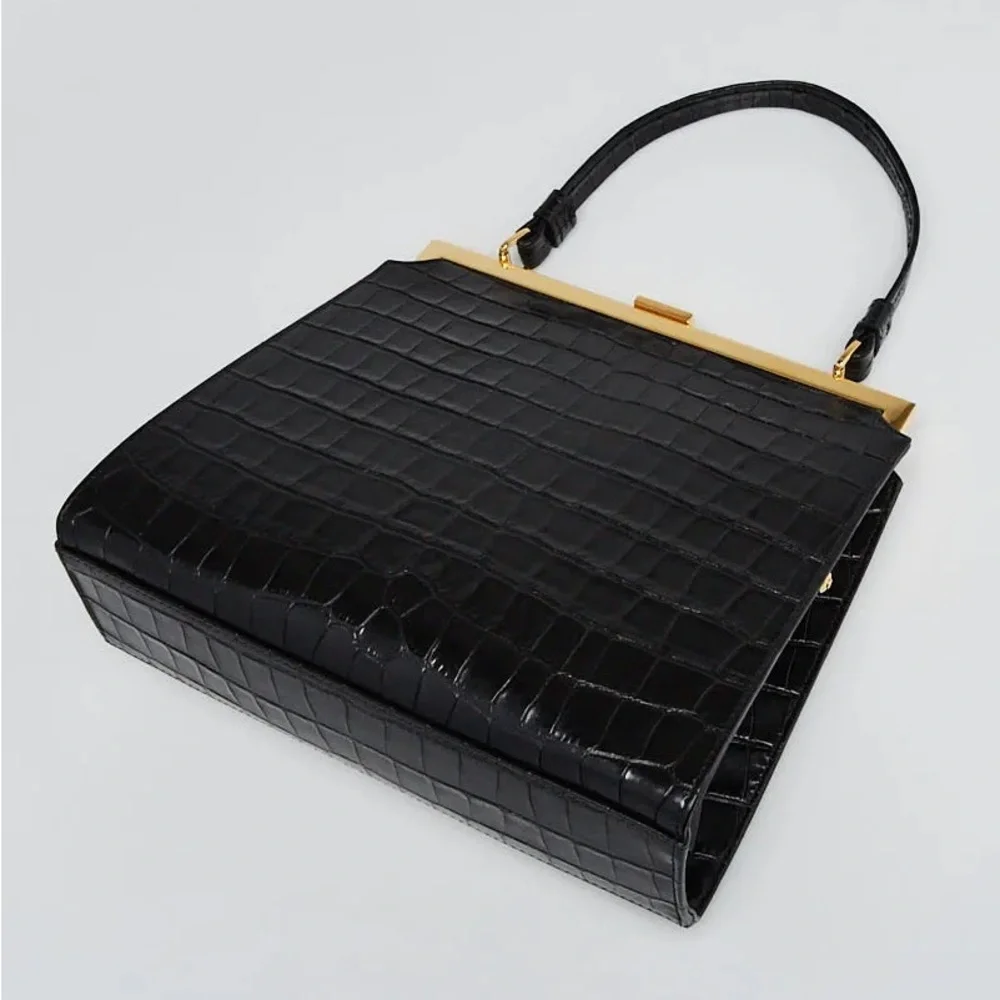 Mansur Gavriel Elegant Bag Croc Black NWOT - Picture 6 of 6